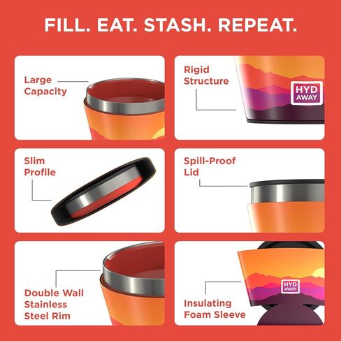 HYDAWAY 1.5-Cup Collapsible Insulated Bowl with Lid | BPA-Free, Leak-Resistant, and Ultra-Compact for Travel, Camping & Everyday Meals in Kuwait