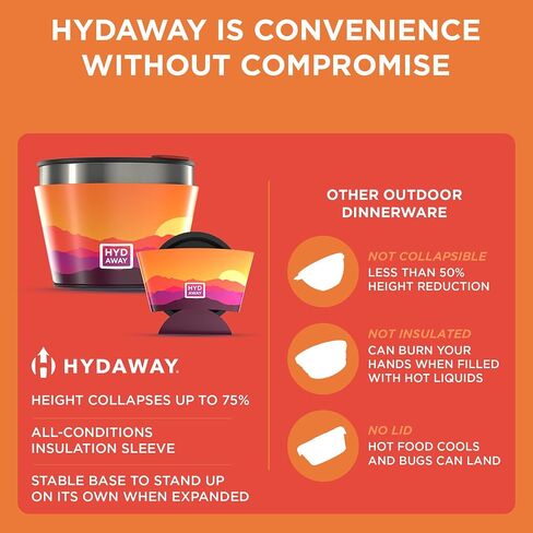 HYDAWAY 1.5-Cup Collapsible Insulated Bowl with Lid | BPA-Free, Leak-Resistant, and Ultra-Compact for Travel, Camping & Everyday Meals in Kuwait