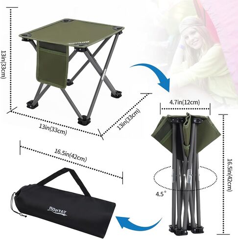 Roptat 2 Pack Camping Stool,Portable Folding Compact Lightweight Stool Seat for Camping Fishing Hiking Gardening Outdoor Walking Backpacking Travelling and Beach with Carry Bag in Kuwait
