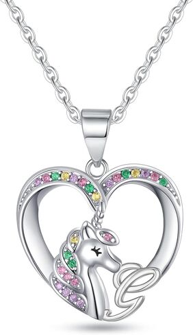 Unicorn Gifts Unicorn Necklace for Girls, White Gold Necklace Heart Pendant Unicorn Initial Necklaces for Girls Kids Necklace for Girls Teen Girls Jewelry Unicorn Gifts for Girls in Saudi Arabia