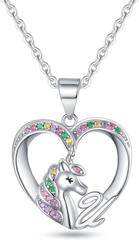 Unicorn Gifts Unicorn Necklace for Girls, White Gold Necklace Heart Pendant Unicorn Initial Necklaces for Girls Kids Necklace for Girls Teen Girls Jewelry Unicorn Gifts for Girls in Saudi Arabia