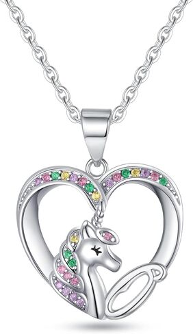Unicorn Gifts Unicorn Necklace for Girls, White Gold Necklace Heart Pendant Unicorn Initial Necklaces for Girls Kids Necklace for Girls Teen Girls Jewelry Unicorn Gifts for Girls in Saudi Arabia