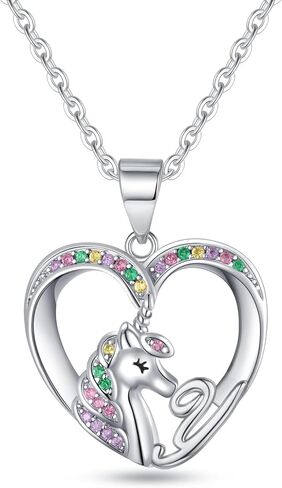 Unicorn Gifts Unicorn Necklace for Girls, White Gold Necklace Heart Pendant Unicorn Initial Necklaces for Girls Kids Necklace for Girls Teen Girls Jewelry Unicorn Gifts for Girls in Saudi Arabia