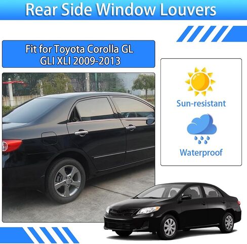 for Toyota Corolla GL GLI XLI 2009 2010 2011 2012 2013 Window Louvers Rear Side Window Louvers Air Vent Scoop Shades Cover Blinds Trim Exterior Accessories 2PCS(Carbon Fiber) in Saudi Arabia