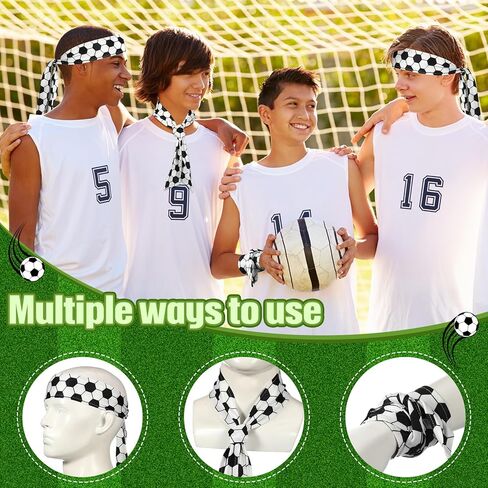 12 قطعة من عصابة الرأس المطبوعة لكرة القدم، عصابة رأس رياضية ذات طابع جاف، عصابة رأس رياضية للجنسين، عصابة رأس رياضية لمدرب فريق كرة القدم هدية للحفلات الرياضية in Kuwait