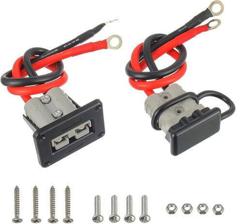50AMP Battery Quick Disconnect Connector Plug 8AWG 30cm Cable O-Ring Terminal with bracket and protective cover for Car Winch Trailer Batteries Motors Tractors(Pack of 2pcs) in Saudi Arabia
