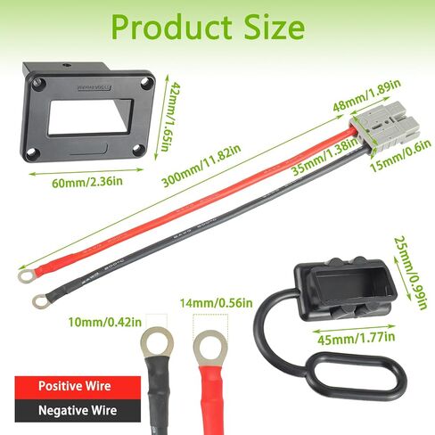 50AMP Battery Quick Disconnect Connector Plug 8AWG 30cm Cable O-Ring Terminal with bracket and protective cover for Car Winch Trailer Batteries Motors Tractors(Pack of 2pcs) in Saudi Arabia
