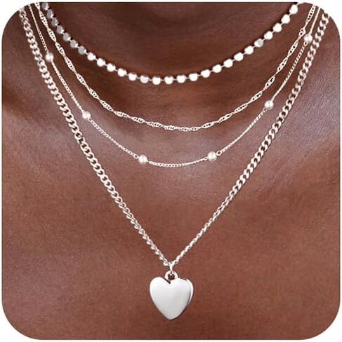Pearl Necklace for Women,Dainty Layered Gold/Silver Necklaces for Women Pearl Necklaces Pendant Stackable Choker Necklaces Pearl Chain Jewelry Set Trendy Necklace in Kuwait