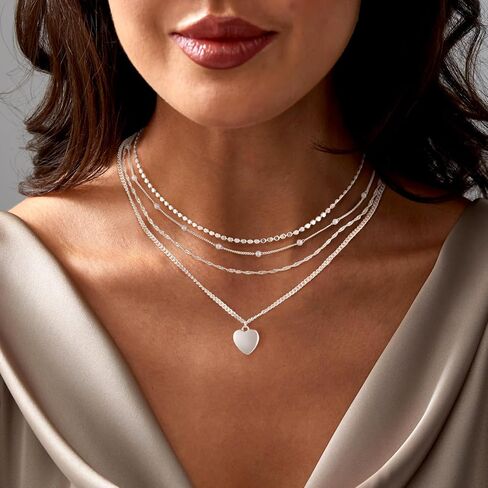Pearl Necklace for Women,Dainty Layered Gold/Silver Necklaces for Women Pearl Necklaces Pendant Stackable Choker Necklaces Pearl Chain Jewelry Set Trendy Necklace in Kuwait