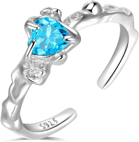 925 silver, Lake blue stone, amethyst,adjustable Promise ring, engagement ring, wedding ring, birthday gift, Valentine's Day gift, fashion jewelry gift in Saudi Arabia
