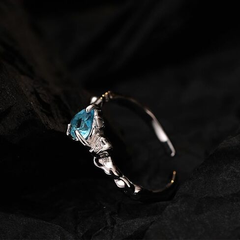 925 silver, Lake blue stone, amethyst,adjustable Promise ring, engagement ring, wedding ring, birthday gift, Valentine's Day gift, fashion jewelry gift in Saudi Arabia