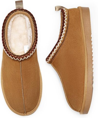 DREAM PAIRS Men's Fuzzy Cozy Slippers Genuine Suede Indoor Outdoor Home Comfy Winter Cute Warm Memory Foam Furry Shoes in Saudi Arabia