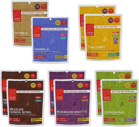GOOD TO-GO Food Kit Assortments | Camping Food, Backpacking Food | Just Add Water Meals, Backpacking Meals | Dehydrated Meals Taste Better Than Freeze Dried Meals in Kuwait