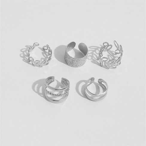 5Pcs Statement Ear Cuffs Earrings Sets for Women Lover,Leaf Non Piercing Lightweight Fake Clip On Cartilage Punk Fashion Fake Earrings in Saudi Arabia