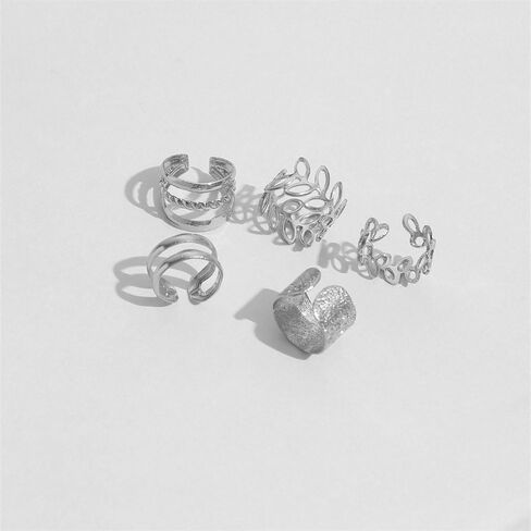 5Pcs Statement Ear Cuffs Earrings Sets for Women Lover,Leaf Non Piercing Lightweight Fake Clip On Cartilage Punk Fashion Fake Earrings in Saudi Arabia