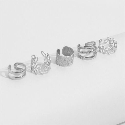 5Pcs Statement Ear Cuffs Earrings Sets for Women Lover,Leaf Non Piercing Lightweight Fake Clip On Cartilage Punk Fashion Fake Earrings in Saudi Arabia