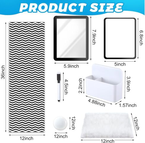 8 Pcs Locker Accessories Kit Back to School Essentials Include Magnetic Locker Wallpaper Mirror Carpet Storage Case Whiteboard with Dry Erase Marker Organizer Supplies for Girls Students School Office in Saudi Arabia