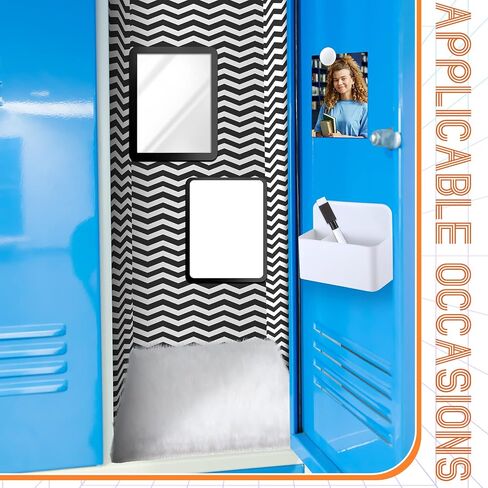 8 Pcs Locker Accessories Kit Back to School Essentials Include Magnetic Locker Wallpaper Mirror Carpet Storage Case Whiteboard with Dry Erase Marker Organizer Supplies for Girls Students School Office in Saudi Arabia
