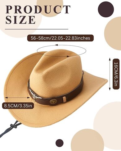 Hercicy 6 Pcs Cowboy Hats Pack Women Men Retro Wide Brim Western Hat Fur Faux Felt Cowgirl Hat Belt Buckle Panama Hat in Kuwait