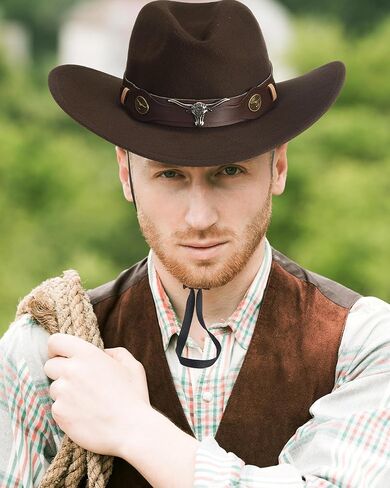 Hercicy 6 Pcs Cowboy Hats Pack Women Men Retro Wide Brim Western Hat Fur Faux Felt Cowgirl Hat Belt Buckle Panama Hat in Kuwait