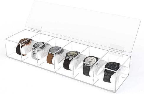 Elegant Watch Box Organizer For Man, Watch Case for Men Women with 6 Slots, Premium Acrylic Watch Holder and Watch Box,Perfect for Display and Storage in Saudi Arabia
