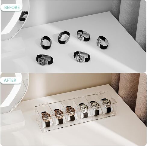Elegant Watch Box Organizer For Man, Watch Case for Men Women with 6 Slots, Premium Acrylic Watch Holder and Watch Box,Perfect for Display and Storage in Saudi Arabia