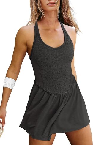 فستان تنس نسائي من LAMISCHE مع شورت داخلي وحمالة صدر، فستان قصير من قطعة واحدة للتمرين على شكل حرف A، فستان يوجا للجولف in Kuwait