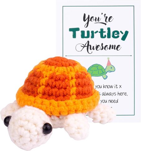 Funny Positive Turtle Knitting Doll, Handmade Emotional Support Crochet Turtle Animal Gift Car Ornament with Positive Affirmation Card for Car Home Office(Purple) in Kuwait