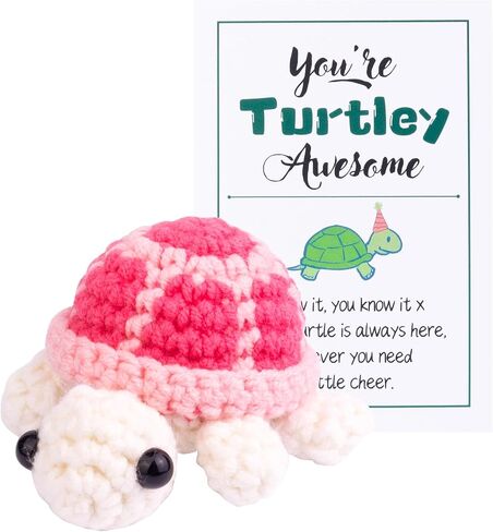 Funny Positive Turtle Knitting Doll, Handmade Emotional Support Crochet Turtle Animal Gift Car Ornament with Positive Affirmation Card for Car Home Office(Purple) in Saudi Arabia