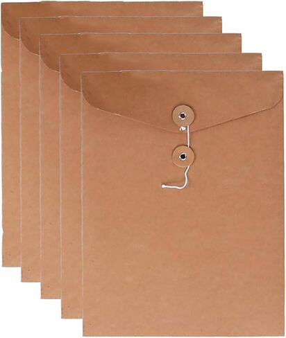 VANRA Kraft String File Folder، مغلف ملف مشروع، سترة، منظم رسائل، منظم مسطح بدون توسيع A4 (بني كرافت، حزمة من 5) in Kuwait