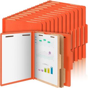 36 Pcs Classification Folders Bulk 2 Dividers File Folder with Fastener 2 Prongs Letter Size Pressboard Filefolders with 3.5 Inch Expansion for Organize Office Medical Document (Yellow)