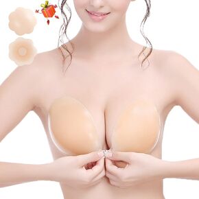 NTSWZYS Sticky Bra Invisible Adhesive Reusable Lift Up Bra Silicone Strapless Bra Backless Breast Bra with Nipple Covers
