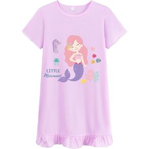 Little Hand Kids Night Dress for Girls Dinosaur Mermaid Cat Princess Sleep Dress Sleepwear Night Gown 3-10 Years