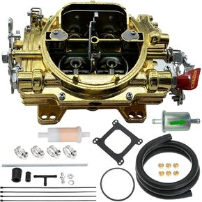 1407 4 Barrel Carburetor Replacement for 750 CFM Manual Choke Square Bore Air Valve Secondary (Golden)