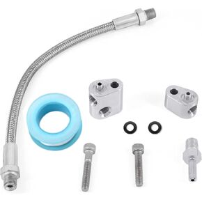 Engine Throttle Body Bypass Hose Kit, 3-Bolt DBC DBW Gen 3 Coolant Crossover Steam Tube Stainless Steel Braided Hose Vent Kit, Compatible GM LS Series Engines LS1 LSX LM7 LR4 LQ4 LS6 L59 LQ9 LM4 L33