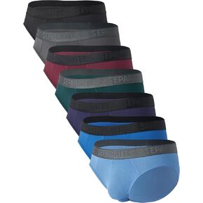 Separatec Men's Underwear Breathable Rayon Made from Bamboo Briefs Dual Pouch Underwear for Men 7 Pack