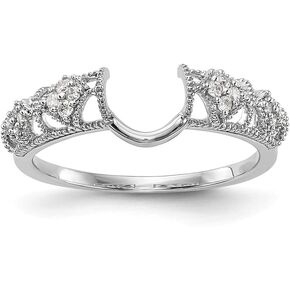 Diamond2Deal 14K White Gold Diamond Enhancer Ring Guard Wrap 0.104 cttw