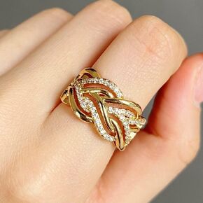 Mnyixsi Simulated Diamond Princess Ring Wraps Twisted Enhancers Wedding Engagement Rings Half Eternity Stackable 14K Gold Plated 925 Sterling Silver Cubic Zirconia Rings Size 6