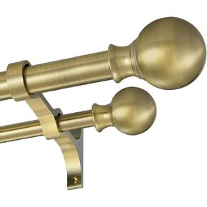 Double Curtain Rods 36-72 Inches with Round Finials, 1 Inch Heavy Duty Drapery Rod with Unique Aluminum Alloy Brackets for Windows, Sliding Door, Patio, Bedroom, Living Room Decoration, Brushed Nickel