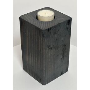 6" Tall Wood Tea Light Candle Holder Block (Espresso Brown)