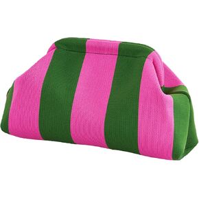 Women's Elegant Colorblock Clutch Handbags Summer Beach Clutch Purses for Women Casual Woven Crochet Handbags Dumpling Clutch