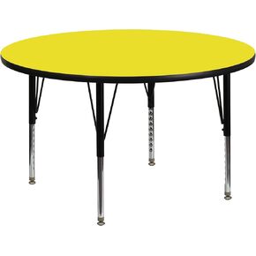 Flash Furniture Wren 48'' Round Grey HP Laminate Activity Table - Height Adjustable Short Legs