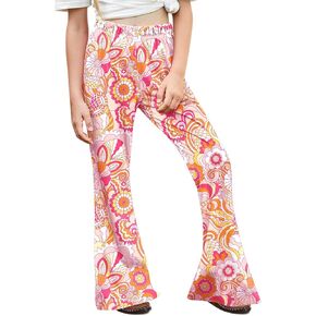 BesserBay Girls Floral Print Hippie High Waist Flared Pants with Pockets 5-14 Years