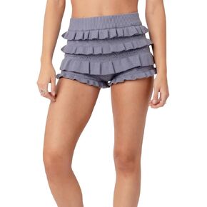 Women Ruffle Knitted Shorts Y2k Crochet Knit Cute Frilly Bloomers Shorts Tiered Lolita Short Festival Bottom