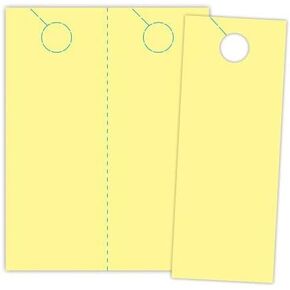 4.25" x 11" No-Cut Door Hanger on 8.5" x 11", Canary 67 Lb. Bristol Cover, 500/pack