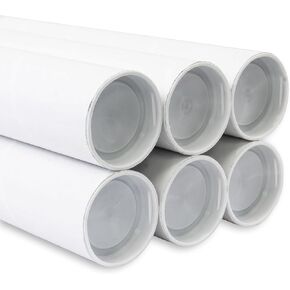 MagicWater Supply Mailing Tube - 2 in x 12 in - White - 6 Pack - for Shipping and Storage of Posters, Arts, Crafts, and Documents