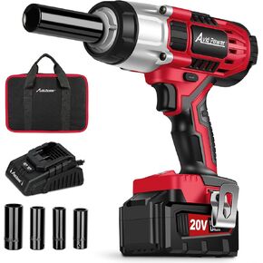 AVID POWER Cordless Impact Wrench, 1/2 Impact Gun w/Max Torque 330 ft lbs (450N.m) (Light Red)