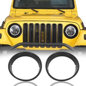 Matte Black Headlight Bezels Cover Trim Insert Bracket for Jeep Wrangler TJ 1997 1998 1999 2000 2001 2002 2003 2004 2005 2006 (Sold as Pair)