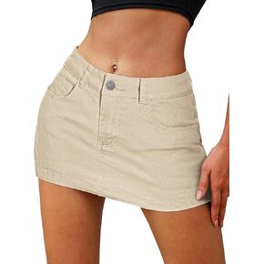 ELLEVEN High Stretchy Mini Skort Skirt for Women,Low Waist Denim Skort Shorts with Pockets