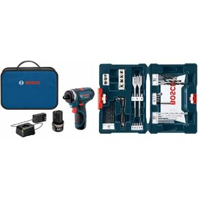 Bosch PS21-2A 12-Volt Max Lithium-Ion 2-Speed Pocket Driver Kit with 2 Batteries, Charger and Case w/ 41 pc drill and drive bit set